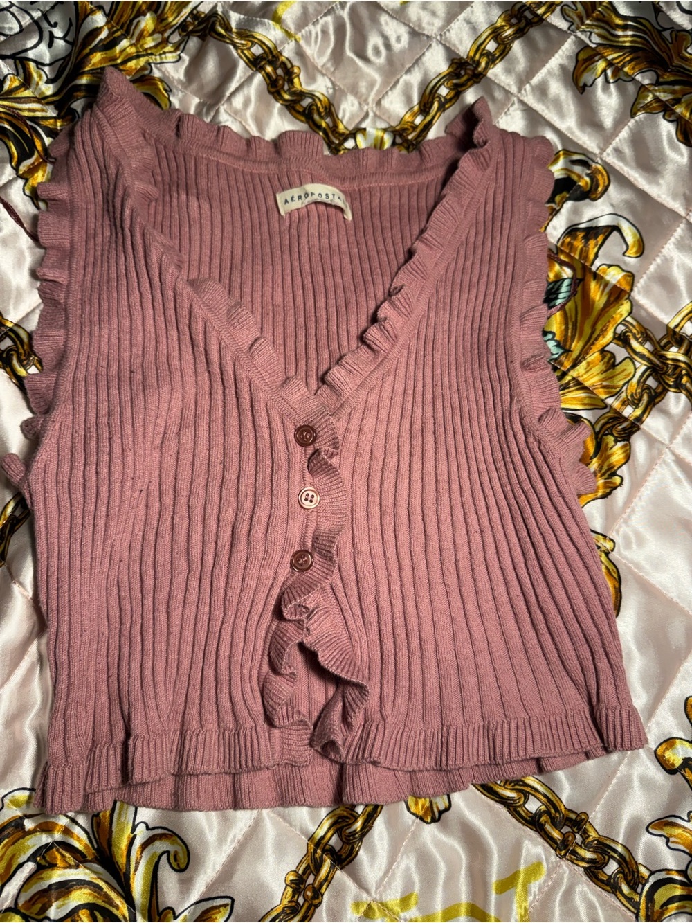 V-neck ribbed cardigan